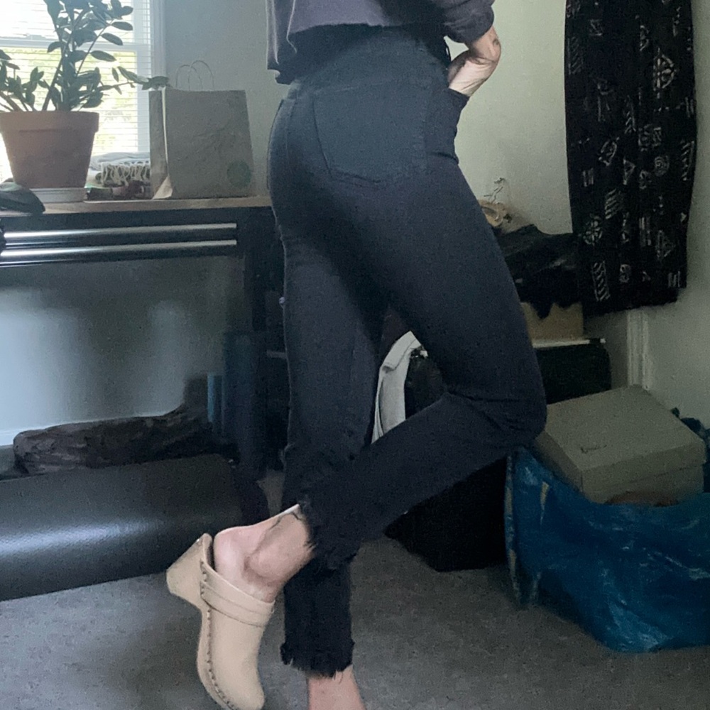 Reformation straight leg high waist black jean